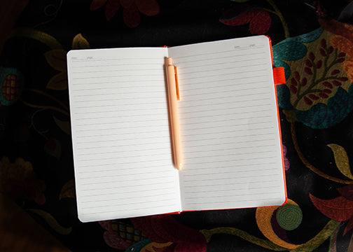 Orange Notebook with birds