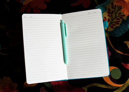 Blue Notebook with Flowers and Butterflies