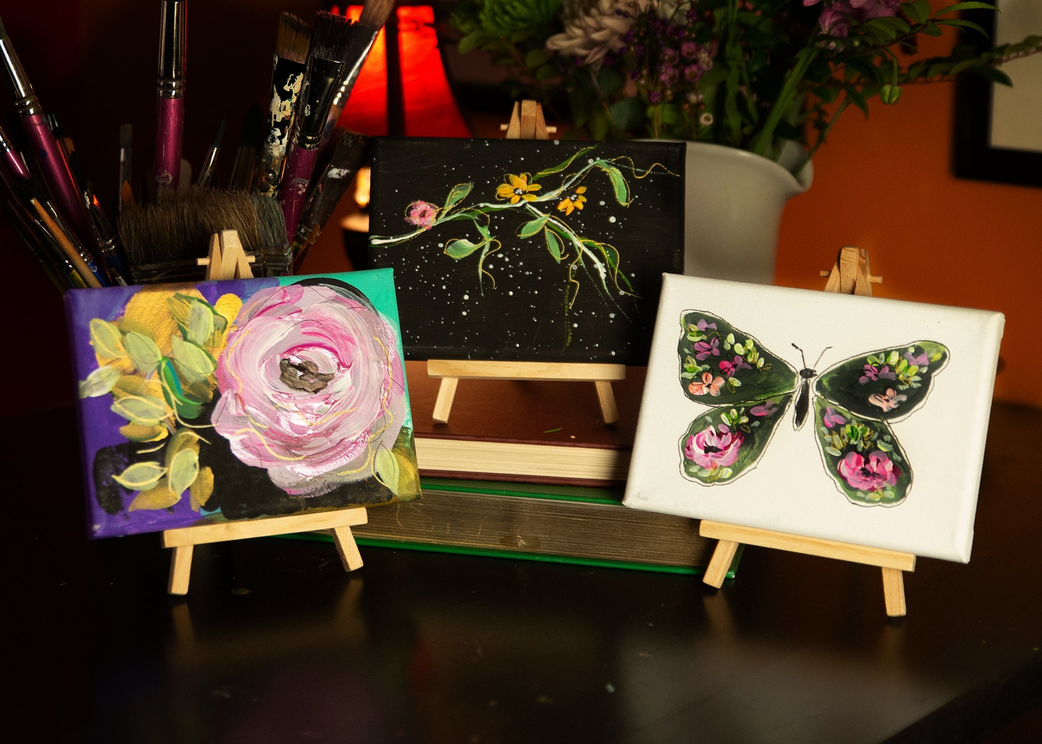 Mini Original Drawing Mini Original Art Paintings — Small Canvas Art | Wildflowers and Dirt