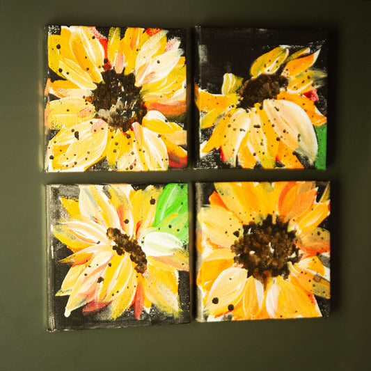 3X3 Mini Sunflower Magnets  (set of 4)
