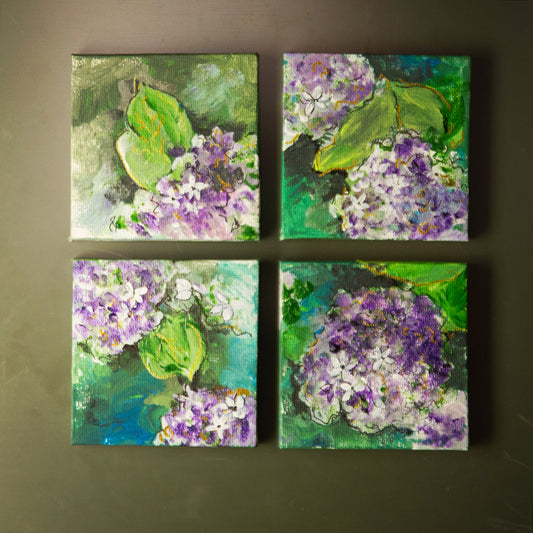 3X3 Hydrangea Magnets (set of 4)