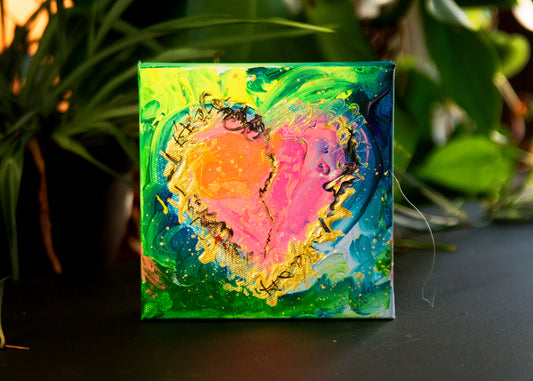 Brokenhearted Heart painting 6x6 #3