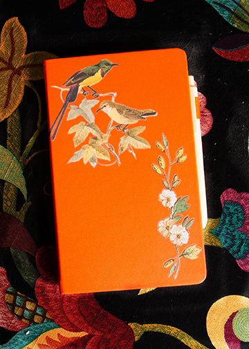 Orange Notebook with birds