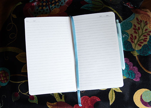 Light blue Notebook with Handpainted Daisy
